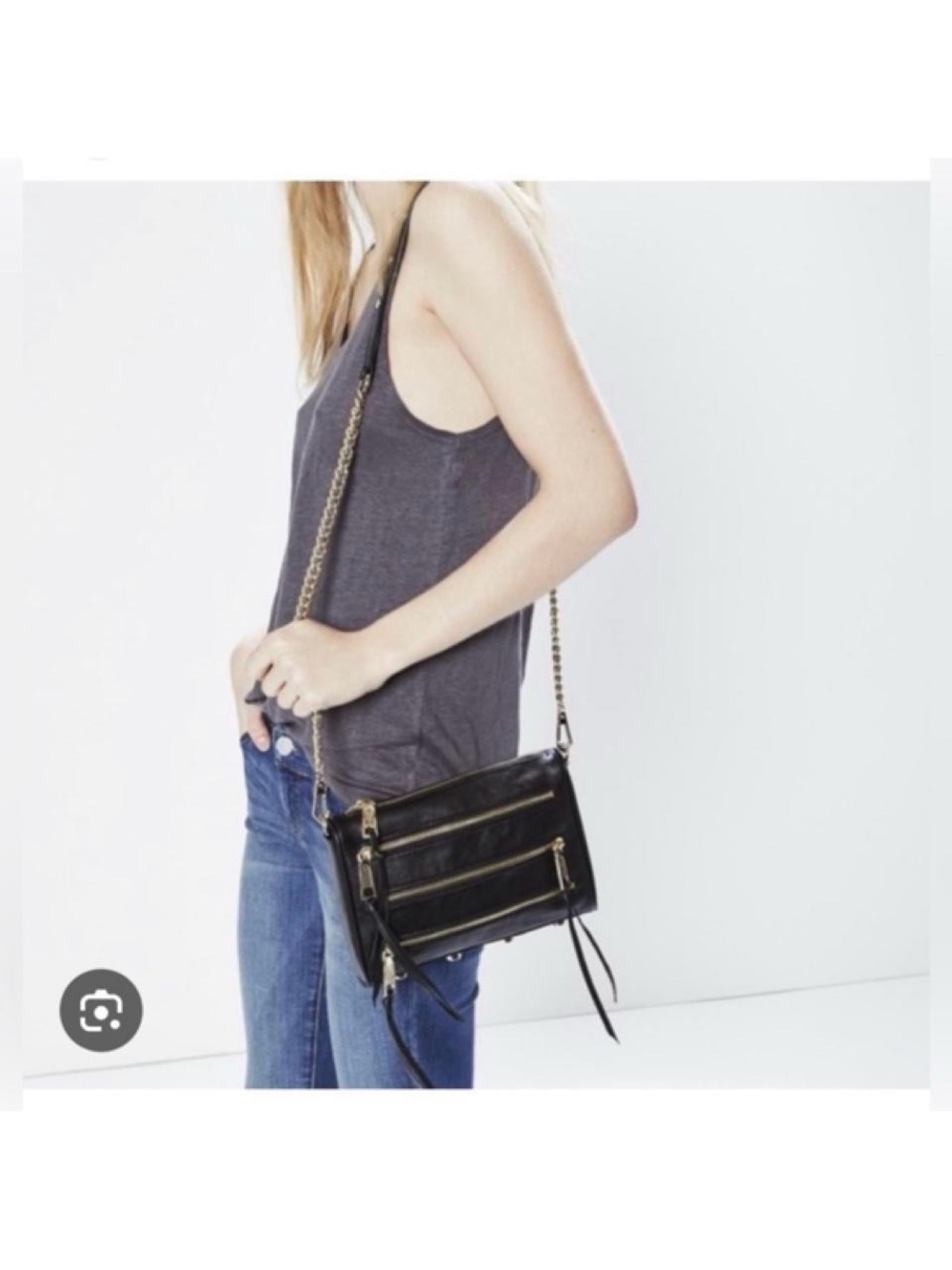 Rebecca Minkoff Black leather crossbody bag with gold hardware